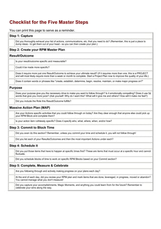 Rpm Method Time Management - Anthony Robbins - Rapid Planning Method | PDF