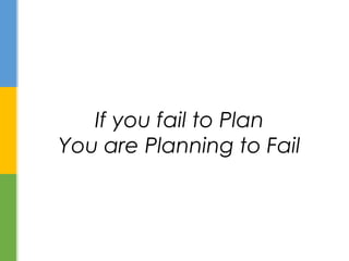If you fail to Plan
You are Planning to Fail
 