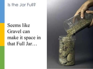 Is the Jar Full? 
Seems like 
Gravel can 
make it space in 
that Full Jar… 
 