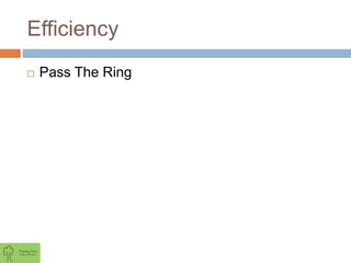 Efficiency
 Pass The Ring
 