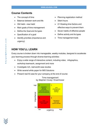 Time Management Course Objectives Time management course outlook | PDF