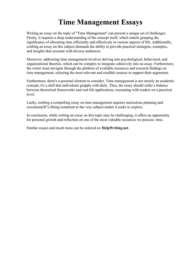 Time Management Essays | PDF