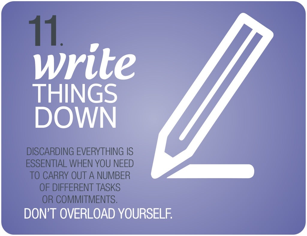 write THINGS DOWN 11. DISCARDING