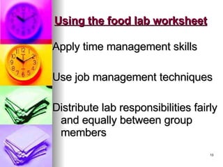 Time Management Foods Lab Worksheet | PPT