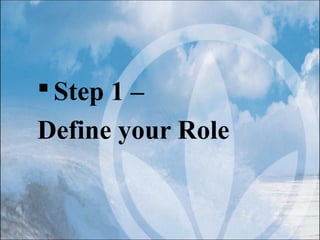  Step 1 –
Define your Role
 