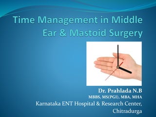 Dr. Prahlada N.B
MBBS, MS(PGI), MBA, MHA
Karnataka ENT Hospital & Research Center,
Chitradurga
 
