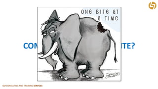 CLT CONSULTING AND TRAINING SERVICES 
COMO COMER UM ELEFANTE?  