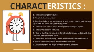 Time Vs Resource TIME MANAGEMENT RESOURCES PowerPoint PRESENTATION | PPTX