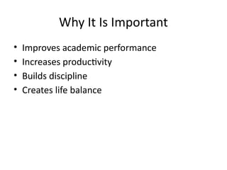 Effective Time Management Skills for Students and Academic Success | PPTX