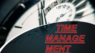 WHAT IS TIME MANAGEMENT
Time management is the
process of planning and
exercising conscious control of
time spent on speci...