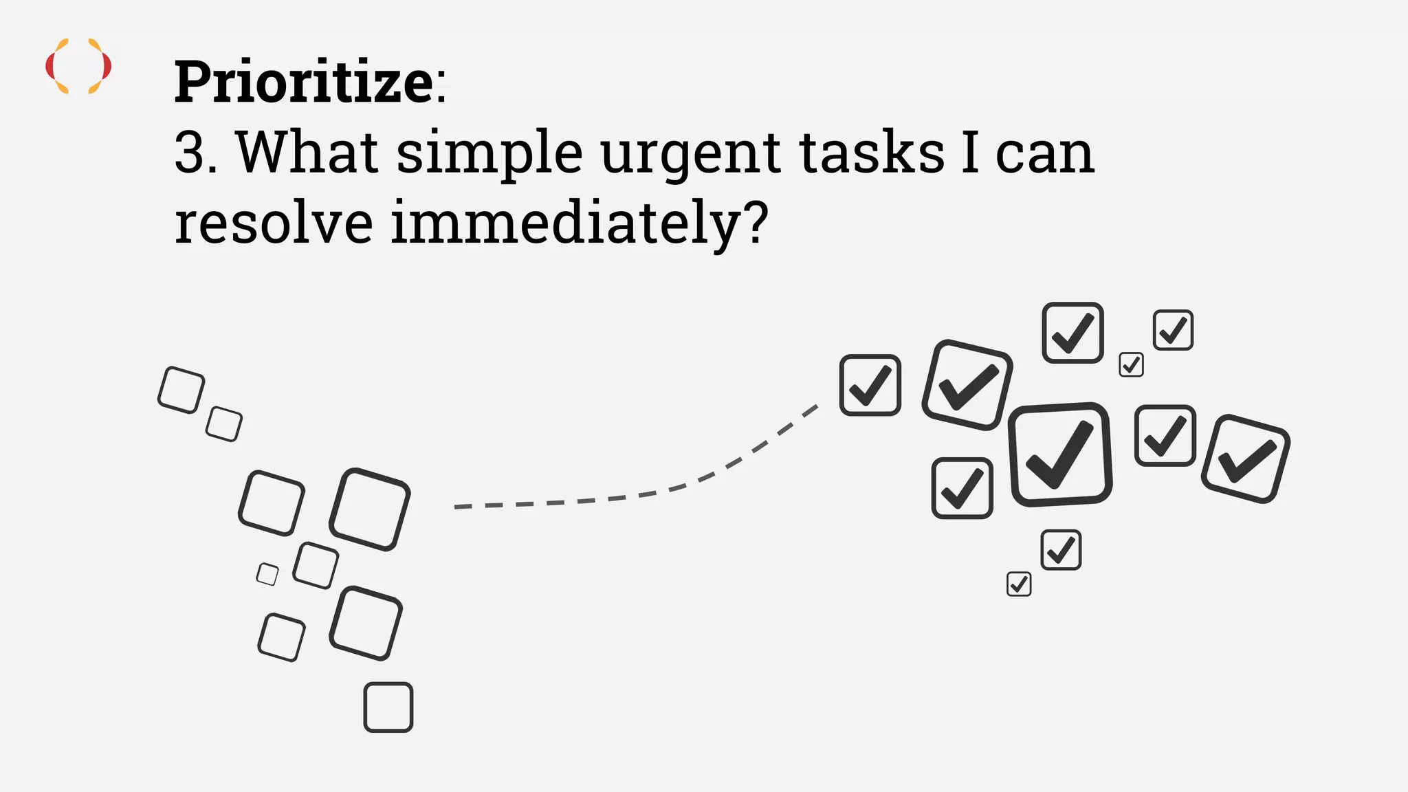 Prioritize:
3. What simple urgent tasks I can
resolve immediately?
 