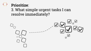 Prioritize:
3. What simple urgent tasks I can
resolve immediately?
 
