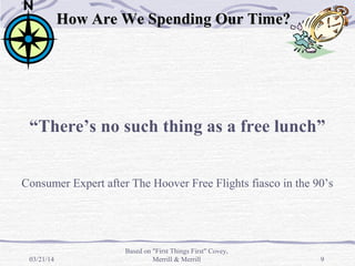 03/21/14 9
How Are We Spending Our Time?How Are We Spending Our Time?
“There’s no such thing as a free lunch”
Consumer Exp...