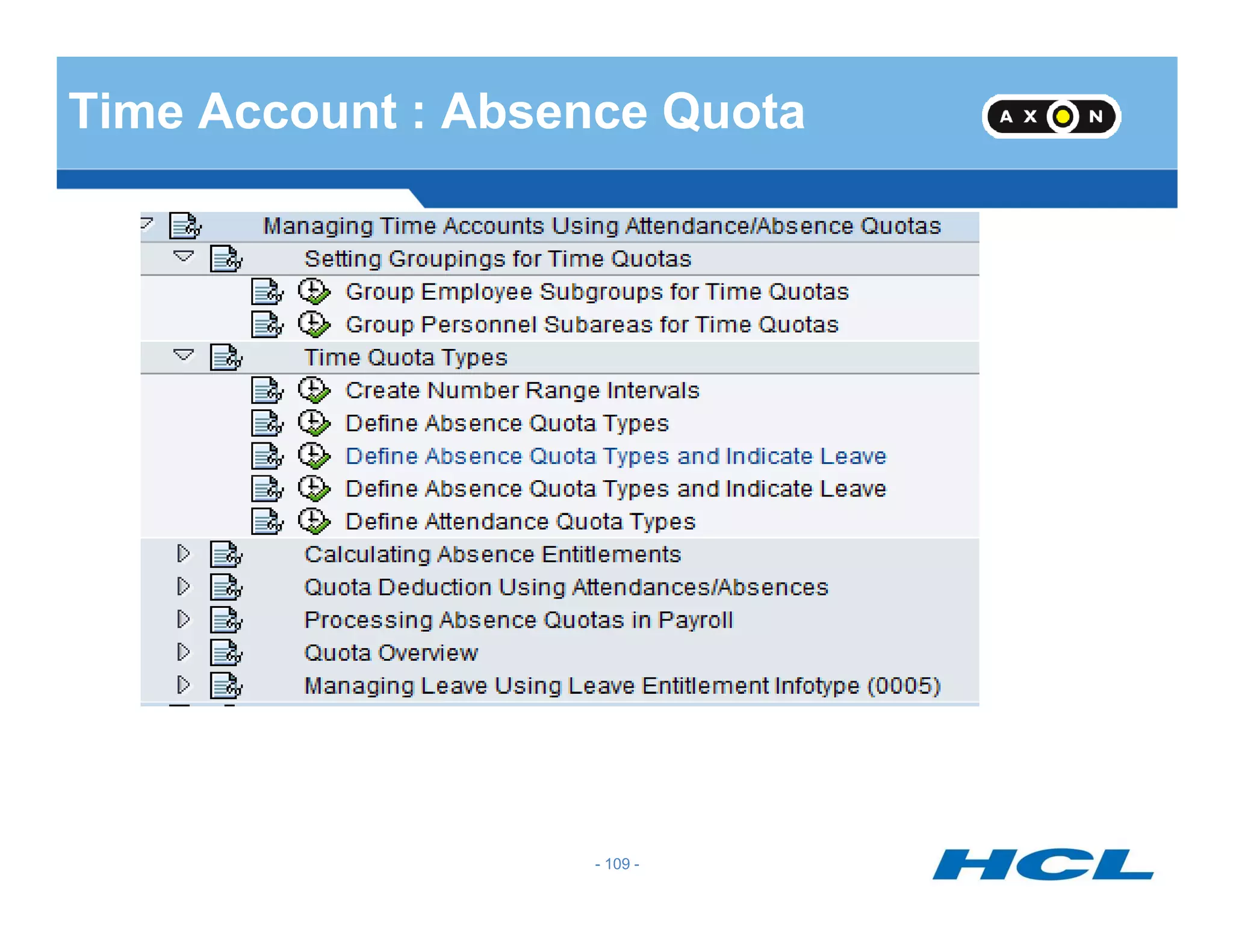 Time Account : Absence Quota
- 109 -
 
