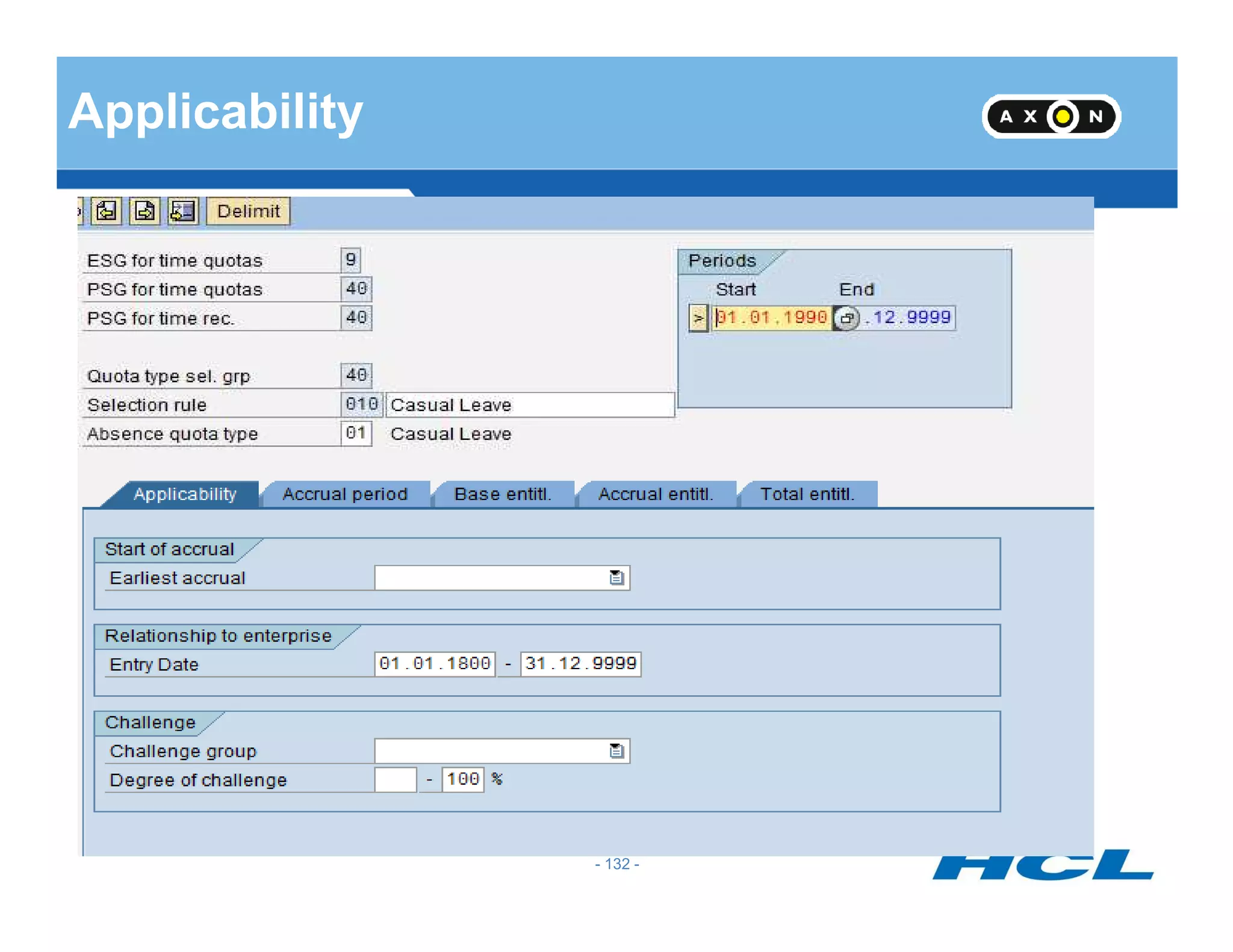 Applicability
- 132 -
 