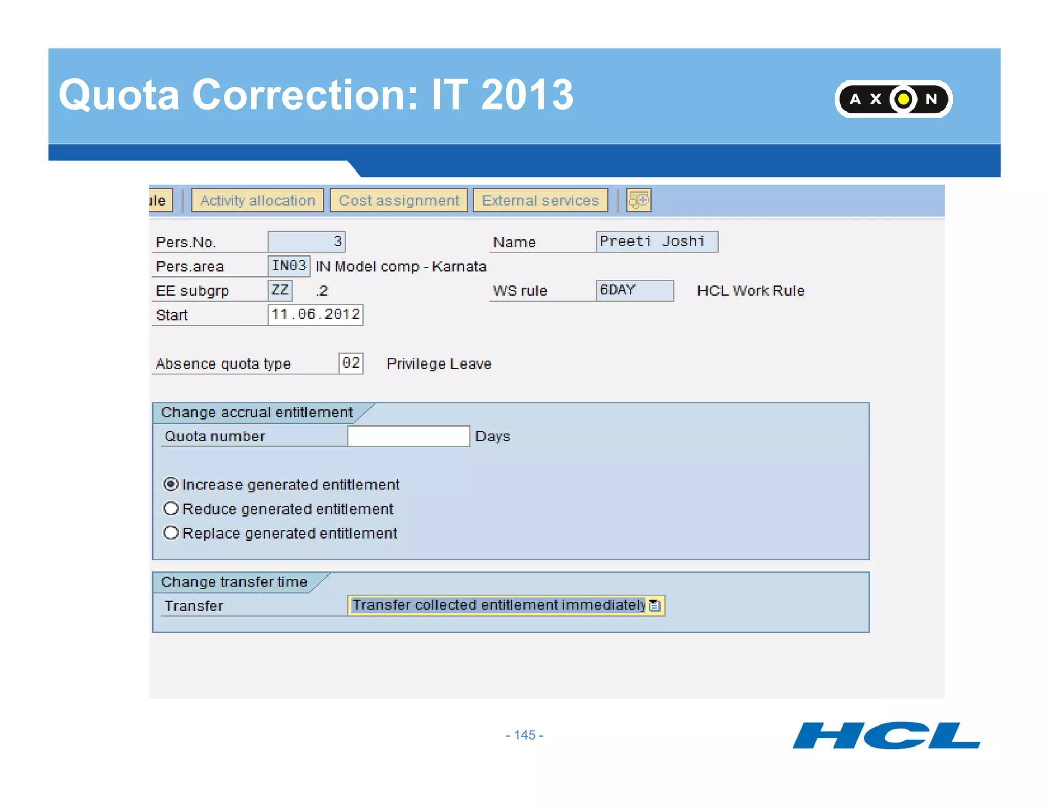 Quota Correction: IT 2013
- 145 -
 