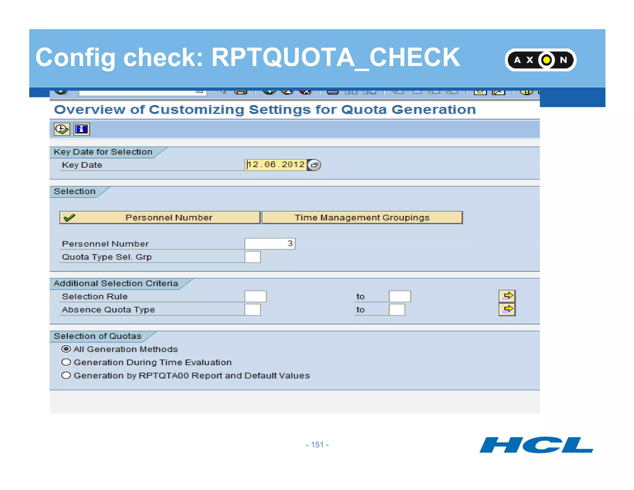 Config check: RPTQUOTA_CHECK
- 151 -
 