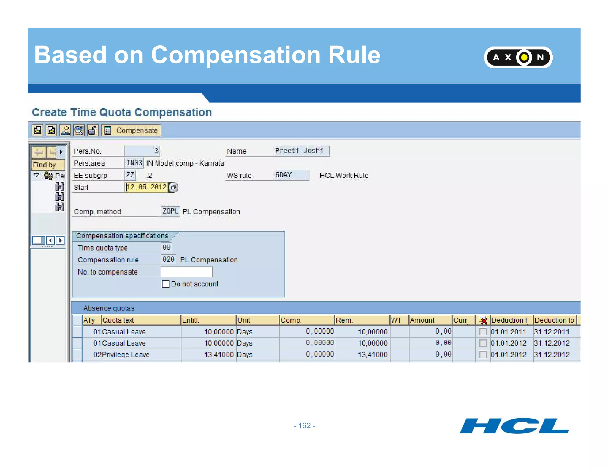 Based on Compensation Rule
- 162 -
 