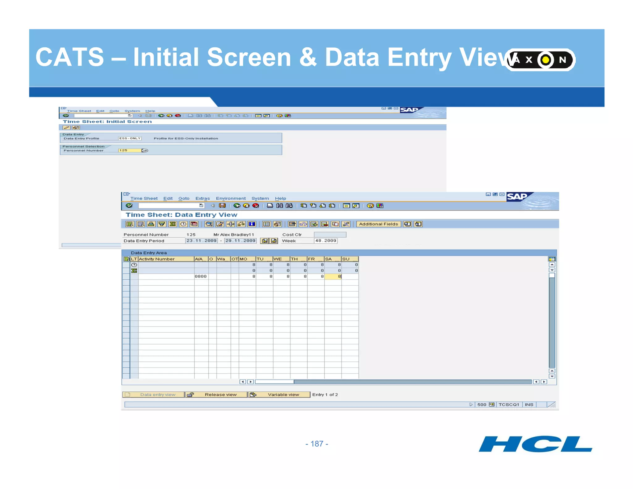 CATS – Initial Screen & Data Entry View
- 187 -- 187 -
 