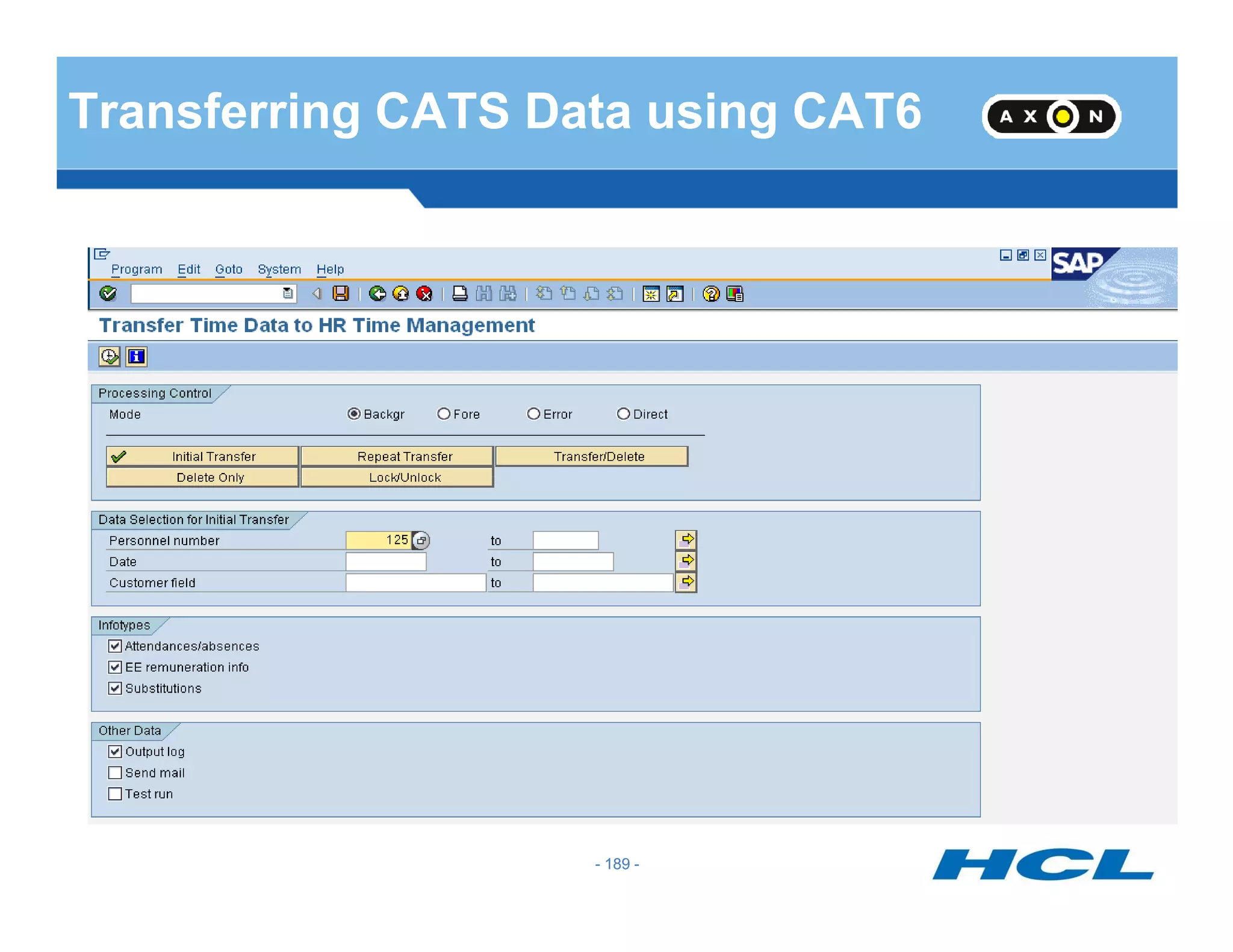 Transferring CATS Data using CAT6
- 189 -- 189 -
 