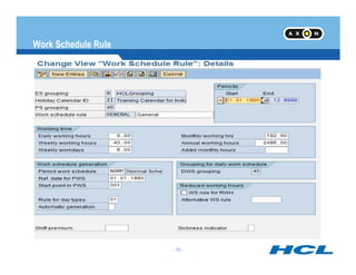 Work Schedule Rule
Work Schedule Rule will incorporate all the rules for the Work Schedule
- 30 -
 