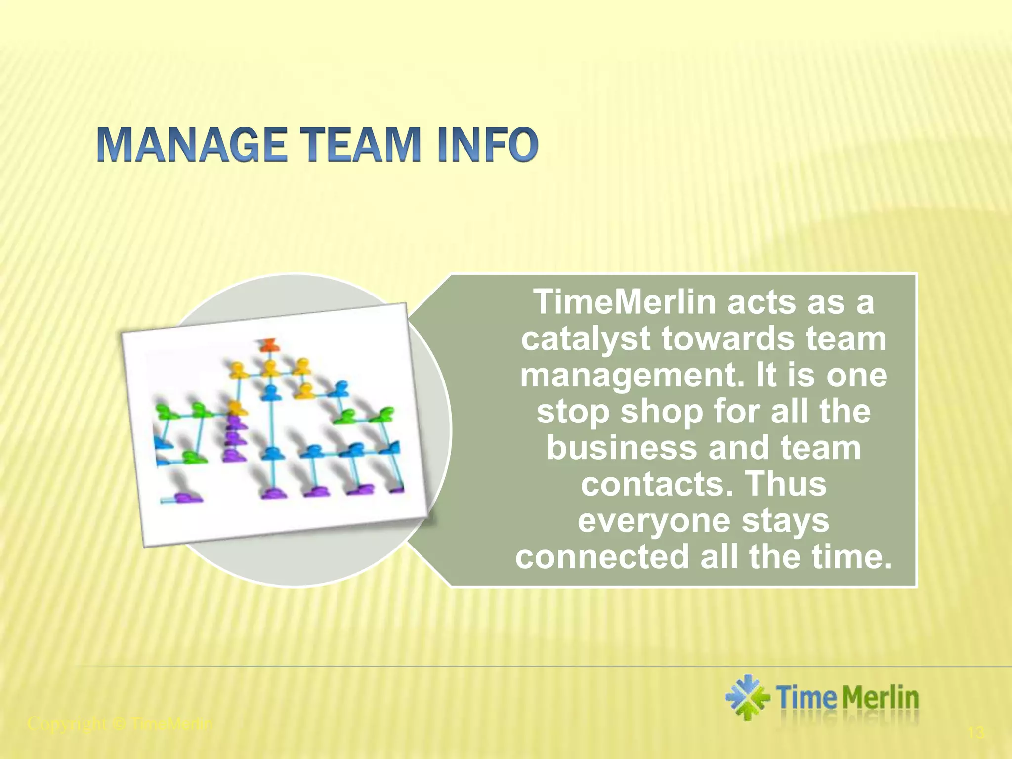 Manage Team Info13Copyright© TimeMerlin