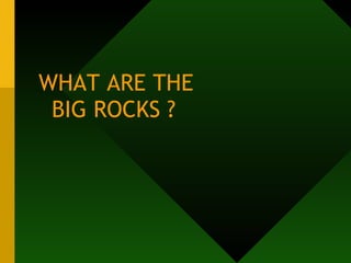 WHAT ARE THE  BIG ROCKS ? 