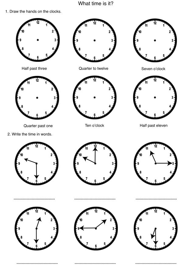  time worksheet 