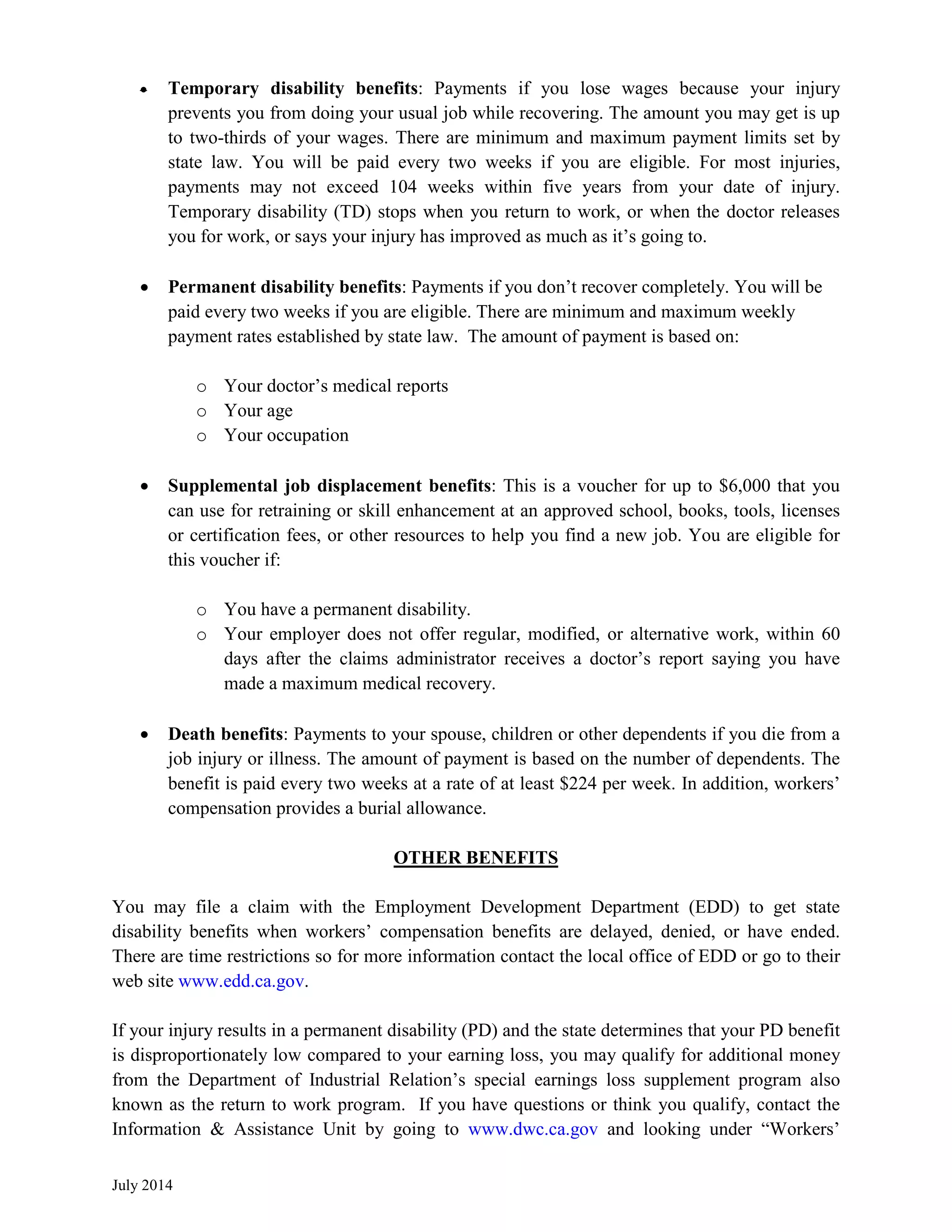 Time of hire pamphlet