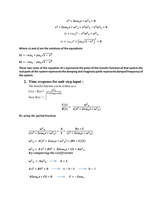 TIME RESPONSE OF SECOND ORDER SYSTEM USING MATLAB | DOCX