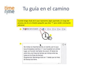 Tu guía en el camino
Cuando tengas duda de lo que representa algún apartado a lo largo del
proceso, da clic en el botón pequeño que dice “i” para recibir orientación
adicional.

   1




                                    i        2




   3
 