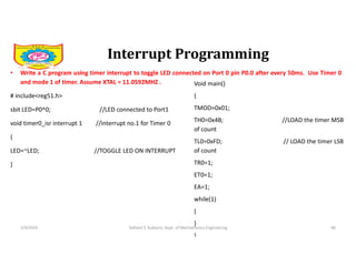Programming Timer Interrupts 8051 Timers, Interrupts and Serial Communication in Embedded Systems | PDF