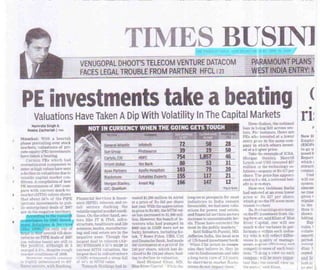 The Times of India - Jun 30, 2008 - PE investments take a beating