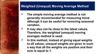 Time Series Analysis - Weighted (Unequal) Moving Average Method | PPTX