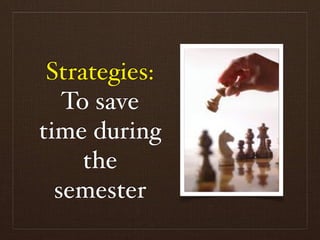 Strategies:
   To save
time during
     the
  semester
 