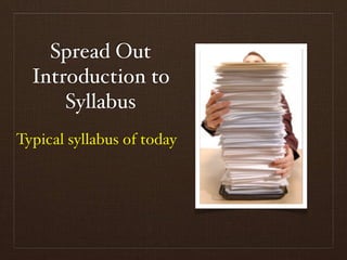 Spread Out
  Introduction to
      Syllabus
Typical syllabus of today
 