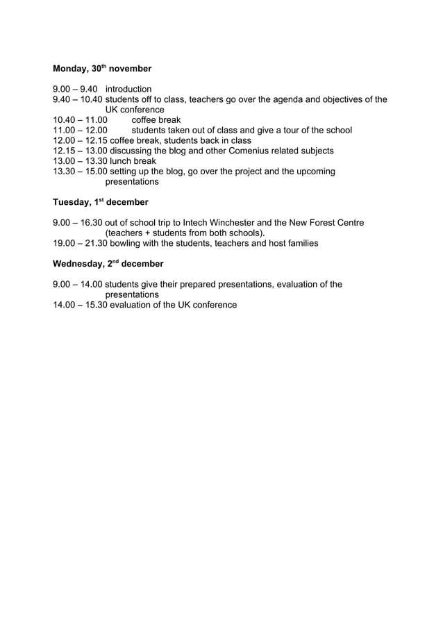 Timeschedule Southampton | PDF