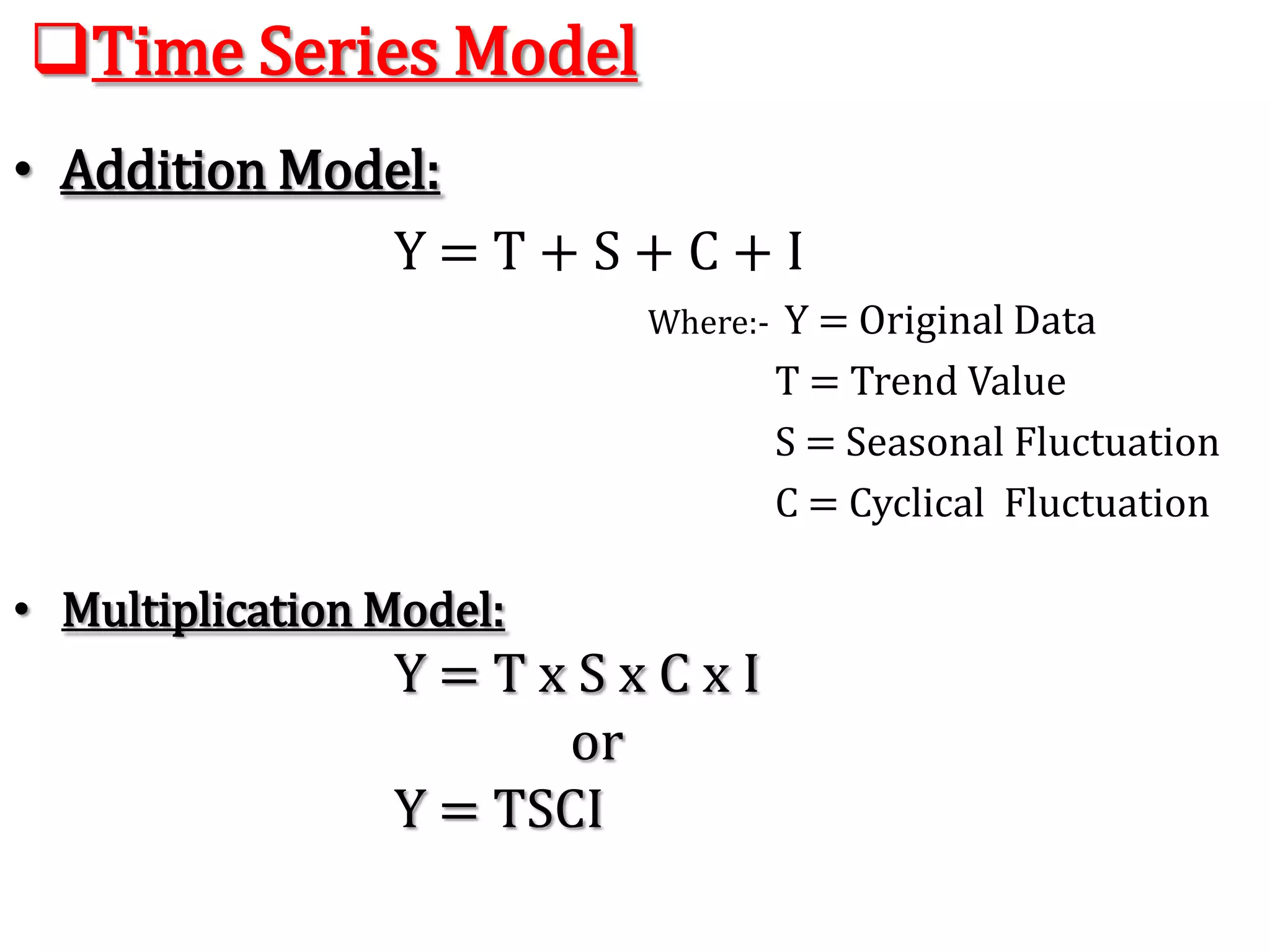 large scale shift in consumers demands, For example, population increases over a period of time,price increases over a period of years,production of goods on the capital market of the country increases over a period of years.These are the examples of upward trend.The sales of a commodity may decrease over a period of time because of better products coming to the market.This is an example of declining trend or downward.