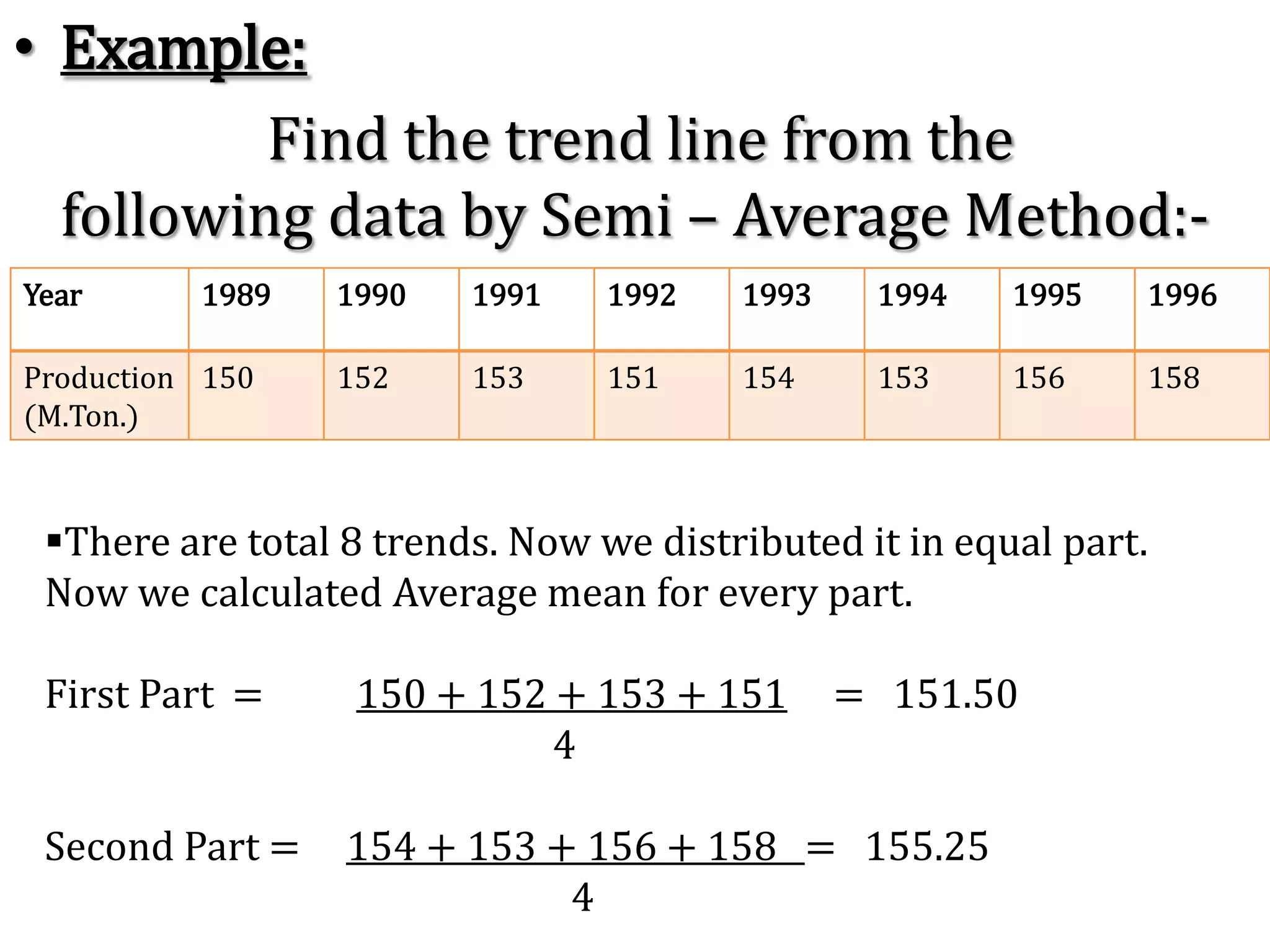 Measurement of Secular trend:-The following methods are used for calculation of trend:  Free Hand Curve Method: