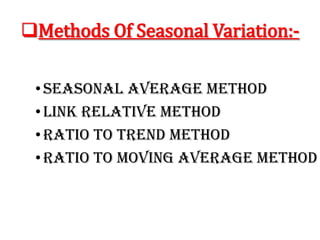 Parabolic Curve:-Many times the line which draw by “Least Square Method” is not prove ‘Line of best fit’ because it is not present actual long term trendSo we distributed Time Series in sub- part and make following equation:-Yc = a + bx + cx2If this equation is increase up to second degree then it is “Parabola of second degree” and if it is increase up to third degree then it “Parabola of third degree”. There are three constant ‘a’, ‘b’ and ‘c’.Its are calculated by following three equation:-