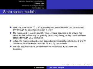 Time series Analysis - State space models and Kalman ﬁltering | PDF
