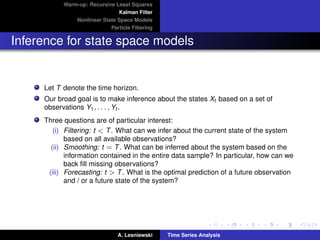 Time series Analysis - State space models and Kalman ﬁltering | PDF