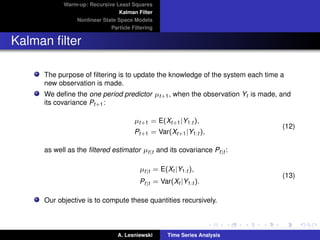 Time series Analysis - State space models and Kalman ﬁltering | PDF