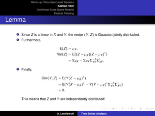 Time series Analysis - State space models and Kalman ﬁltering | PDF