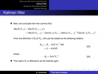 Time series Analysis - State space models and Kalman ﬁltering | PDF