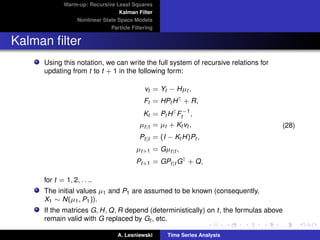 Time series Analysis - State space models and Kalman ﬁltering | PDF