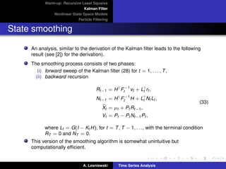 Time series Analysis - State space models and Kalman ﬁltering | PDF