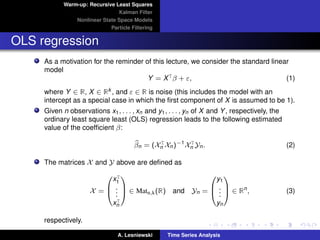 Time series Analysis - State space models and Kalman ﬁltering | PDF