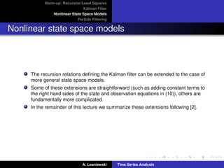 Time series Analysis - State space models and Kalman ﬁltering | PDF