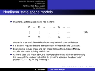 Time series Analysis - State space models and Kalman ﬁltering | PDF
